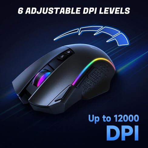 AOC GM401 ماوس الألعاب اللاسلكي RGB، 12000 نقطة في البوصة، تقنية Rapid-Fire Shotcut، 70 ساعة in Saudi Arabia