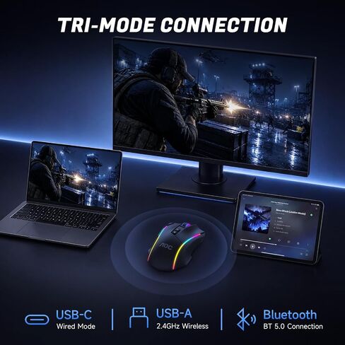 AOC GM401 ماوس الألعاب اللاسلكي RGB، 12000 نقطة في البوصة، تقنية Rapid-Fire Shotcut، 70 ساعة in Saudi Arabia