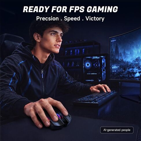 AOC GM401 ماوس الألعاب اللاسلكي RGB، 12000 نقطة في البوصة، تقنية Rapid-Fire Shotcut، 70 ساعة in Saudi Arabia