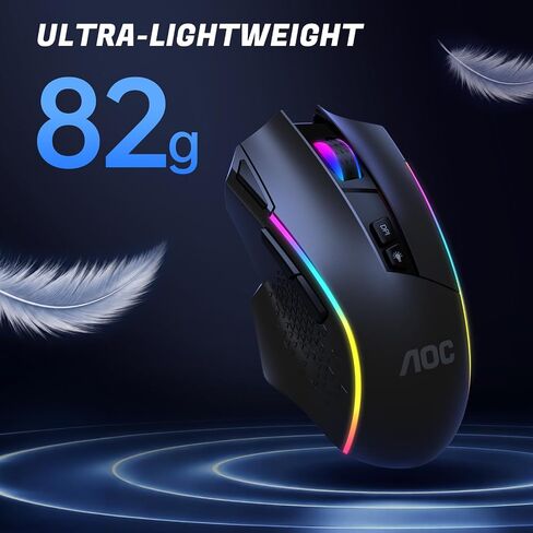 AOC GM401 ماوس الألعاب اللاسلكي RGB، 12000 نقطة في البوصة، تقنية Rapid-Fire Shotcut، 70 ساعة in Saudi Arabia