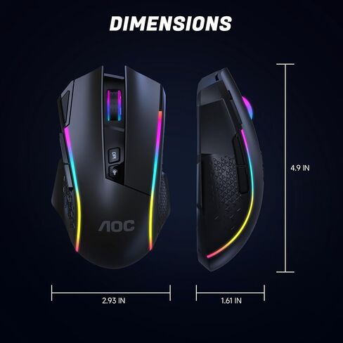 AOC GM401 ماوس الألعاب اللاسلكي RGB، 12000 نقطة في البوصة، تقنية Rapid-Fire Shotcut، 70 ساعة in Saudi Arabia