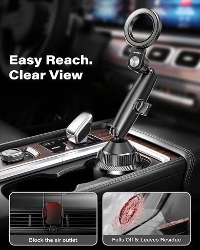 APPS2Car Magnetic Cup Holder Phone Mount, Tri-Pivot Adjustable Long Arm in Saudi Arabia