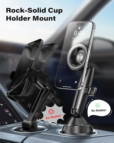 APPS2Car Magnetic Cup Holder Phone Mount, Tri-Pivot Adjustable Long Arm in Saudi Arabia