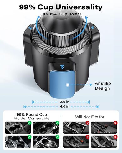 APPS2Car Magnetic Cup Holder Phone Mount, Tri-Pivot Adjustable Long Arm in Saudi Arabia