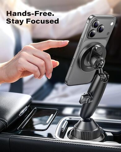 APPS2Car Magnetic Cup Holder Phone Mount, Tri-Pivot Adjustable Long Arm in Saudi Arabia