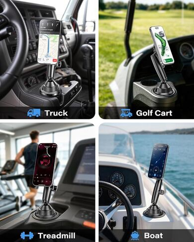 APPS2Car Magnetic Cup Holder Phone Mount, Tri-Pivot Adjustable Long Arm in Saudi Arabia