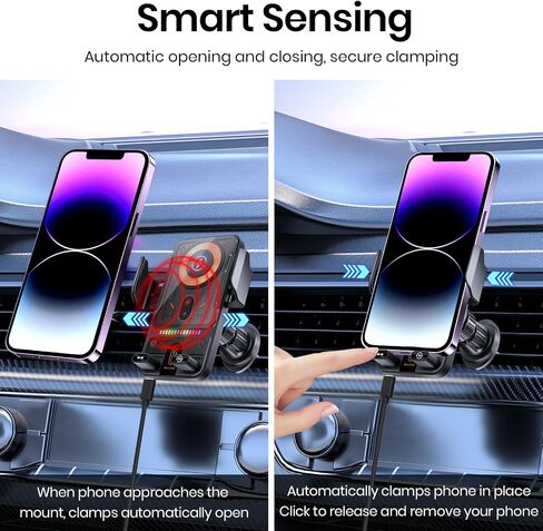 Car Phone Holder with 15W Wireless Car Charger, Car Vent Mount in Saudi Arabia