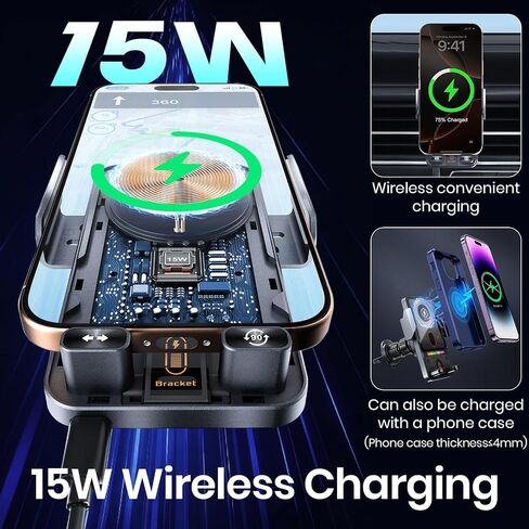 Car Phone Holder with 15W Wireless Car Charger, Car Vent Mount in Saudi Arabia