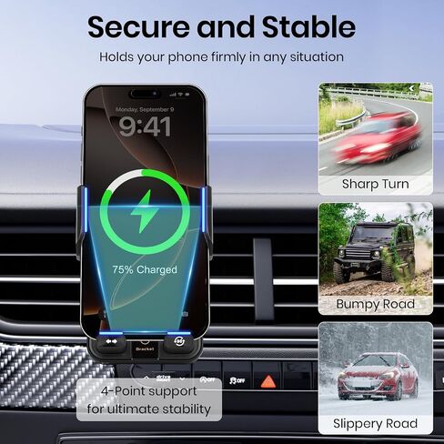 Car Phone Holder with 15W Wireless Car Charger, Car Vent Mount in Saudi Arabia