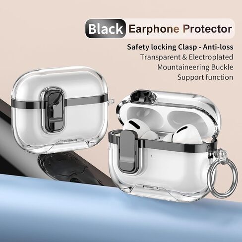 Ysnzaq for AirPods Pro 3 Case with Secure Lock & Stand & Keychain DDT Clear in Saudi Arabia