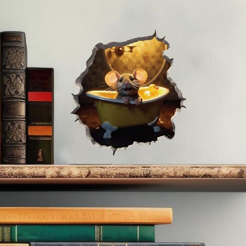 Mouse in Bathtub in Mouse Hole Decal - Mouse Hole 3D Wall Sticker in Saudi Arabia