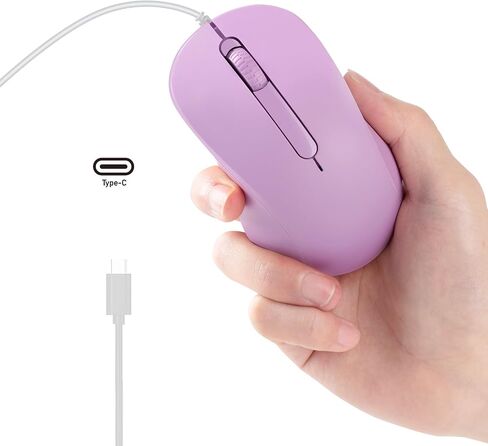 Wired USB C Mouse ,Type-C Wired Mice with 3 Buttons,Ergonomic, Silent,Slim Lightweight and Portable for Laptop,Macbook,Mac,iMac, iPad,PC,Notebook,Phone,Tablet, Surface, Computer,4.9 Ft Cable,1000DPI in Kuwait