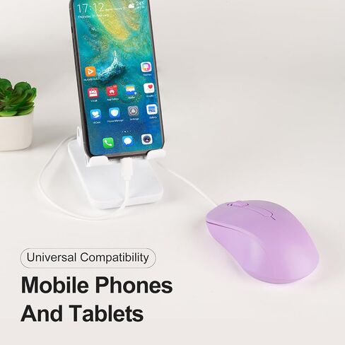 Wired USB C Mouse ,Type-C Wired Mice with 3 Buttons,Ergonomic, Silent,Slim Lightweight and Portable for Laptop,Macbook,Mac,iMac, iPad,PC,Notebook,Phone,Tablet, Surface, Computer,4.9 Ft Cable,1000DPI in Kuwait