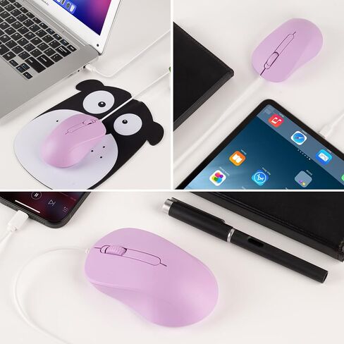 Wired USB C Mouse ,Type-C Wired Mice with 3 Buttons,Ergonomic, Silent,Slim Lightweight and Portable for Laptop,Macbook,Mac,iMac, iPad,PC,Notebook,Phone,Tablet, Surface, Computer,4.9 Ft Cable,1000DPI in Kuwait