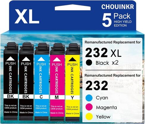 Remanufactured Replacement for Epson 232XL Ink Cartridge Combo Pack 232 XL with Expression Home XP-4200 XP-4205 WF-2930 WF-2950 (2 Black Cyan Magenta Yellow, 5 Pack) in Kuwait