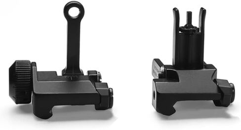 Front Rear Tactical KAC300 Flip Up Iron Sights Set，Rapid Transition Fold Backup Sights，Tool-Free Adjustable Rotate Low Profile All Metal Construction Two Aperture Sight，Fits for 20mm Picatinny Rail in Saudi Arabia