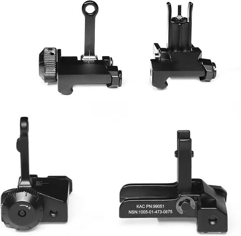 Front Rear Tactical KAC300 Flip Up Iron Sights Set，Rapid Transition Fold Backup Sights，Tool-Free Adjustable Rotate Low Profile All Metal Construction Two Aperture Sight，Fits for 20mm Picatinny Rail in Saudi Arabia