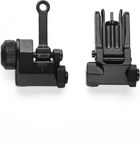 Front Rear Tactical KAC300 Flip Up Iron Sights Set，Rapid Transition Fold Backup Sights，Tool-Free Adjustable Rotate Low Profile All Metal Construction Two Aperture Sight，Fits for 20mm Picatinny Rail in Saudi Arabia
