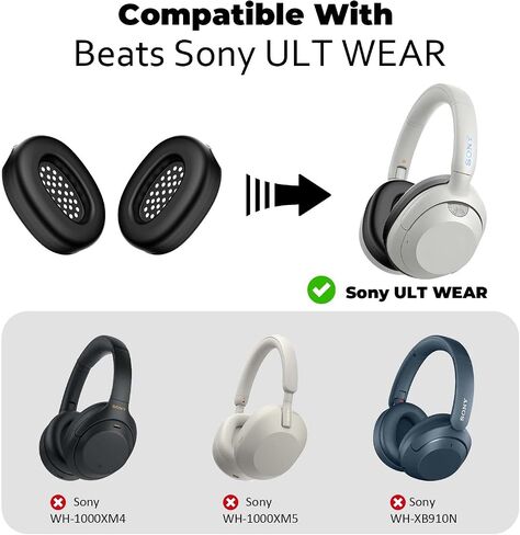 أغطية حافظة من السيليكون لسماعات Sony UltWear، غطاء حافظة مضاد للخدش، وسائد أذن قابلة للغسل بديلة لملحقات سماعات الرأس اللاسلكية Sony Extra Bass ULT Wear WH-ULT900N (أسود) in Kuwait