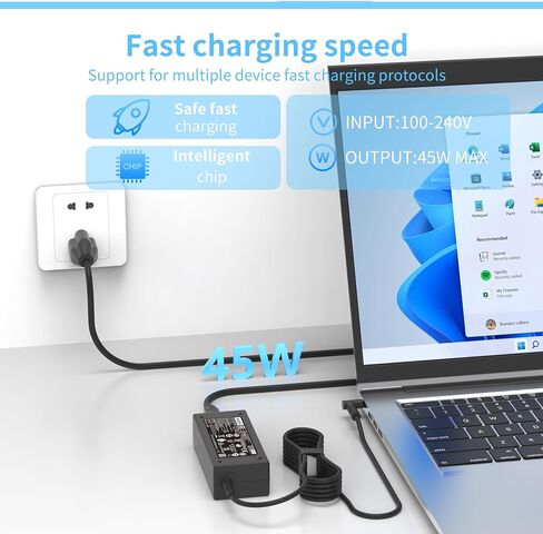 45W 19.5V 2.31A Charger Compatible with HP Pavilion Envy X360 TPN-CA14 r-41013153 15-f272wm 15-f387wm 15-ba009dx 15-dw0083wm 15-f222wm 213349-109 TPN-LA15 TPN-DA16 Laptop Power Adapter 4.5x3.0mm in Saudi Arabia