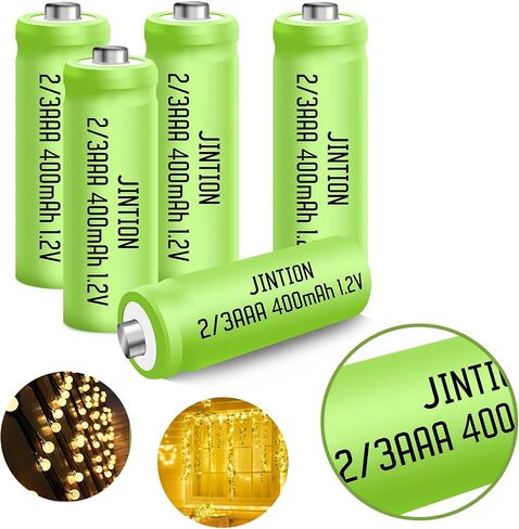 JINTION NIMH 2/3AAA Rechargeable 2/3 AAA Batteries 1.2V 400mAh Battery Button Top 5 Pack(They are not AAA Size Batteries) in Kuwait