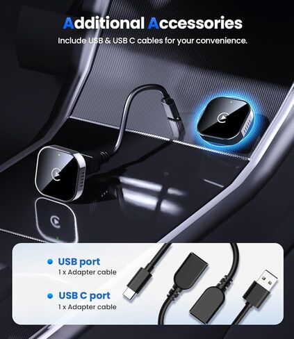 Teeran Wireless CarPlay Adapter for iPhone (2026 Upgraded), Mini Plug & Play for Cars with Factory Wired Apple CarPlay, Fast & Stable Connection, Easy Setup, Wide Vehicle Compatibility USB & USB C in Saudi Arabia