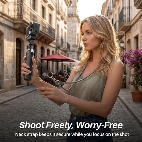 29'' Extendable Selfie Stick Tripod Kit for DJI Osmo Pocket 3 4, Portable Anti-Drop Tripod Stand w Neck Tether & Phone Lanyard, Compatible with GoPro, Insta 360 for Outdoor Vlogging, Skiing in Saudi Arabia