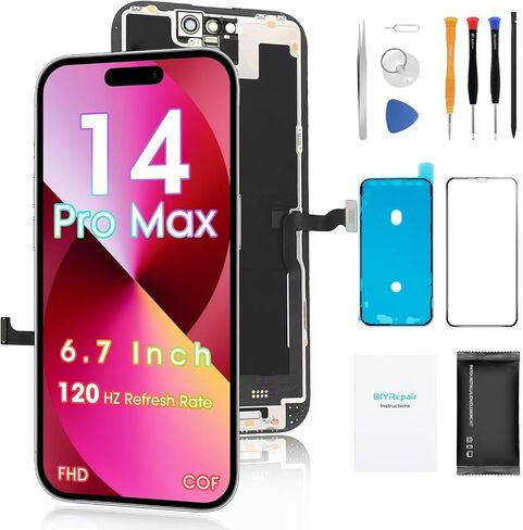 for iPhone 14 Pro Max Screen Replacement 6.7'【OLED, Not LCD】, 3D Touch Display Full Repair kit, Digitizer Glass Assembly with Tools Set, Tempered Glass, Instruction in Saudi Arabia
