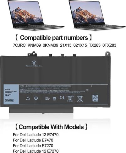 7CJRC Laptop Battery for Dell Latitude 7270 7470 E7270 E7470 Series 21X15 021X15 KNM09 0KNM09 TX283 0TX283 451-BBSW 451-BBWR 11.4V 42Wh in Saudi Arabia