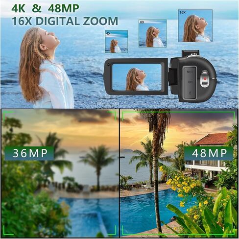 4K Video Camera 60 FPS 48MP UHD Recording Digital Autofocus, 18X Zoom, 3 inch Screen in Saudi Arabia