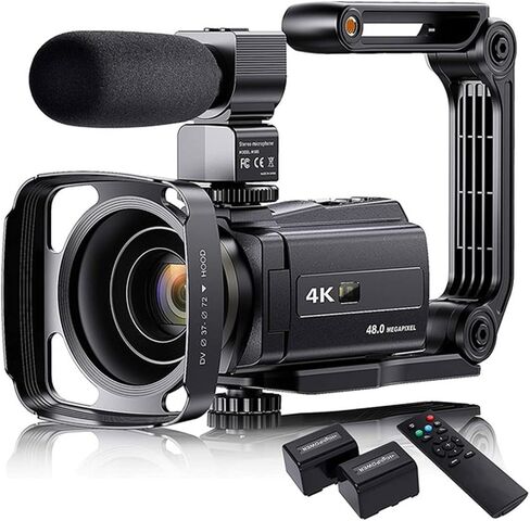 4K Video Camera Camcorder with Microphone 48MP Vlogging 16X Zoom 3.0" Touch Screen IR Night Vision Wi-Fi Vlog Cameras Web(Standard) in Saudi Arabia