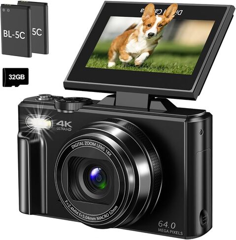 4K Compact Digital Photography Camera, 18x Zoom, Vintage vlog Video Recorder, 180° flip Screen, WiFi Webcam in Saudi Arabia