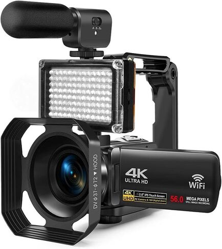 4K Ultra HD Video Camera 30MP WiFi DV Camcorder Digital 270 Degree Rotation Touch Screen 16X Zoom(Lens Microphone) in Saudi Arabia