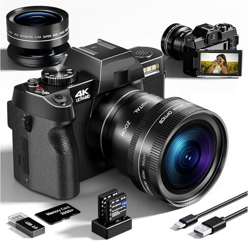 Compact Digital Photography Camera 4K WiFi Webcam Vintage Vlog Video Recorder 48MP Camcorder 16X Zoom in Saudi Arabia