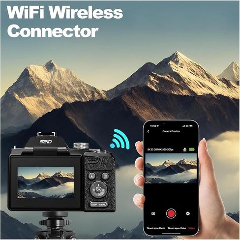 5K Digital Cameras for Photography 16X Optical Zoom Camera with WiFi & App Control, Vlogging with 180°Flipable Screen in Saudi Arabia
