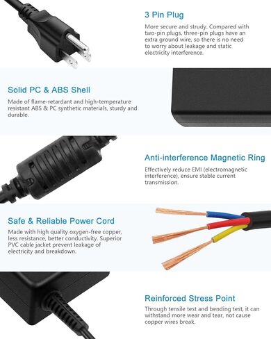 Upgrade 19V DC Power Supply 65W Laptop Charger Speaker Monitor Power Cord in Kuwait