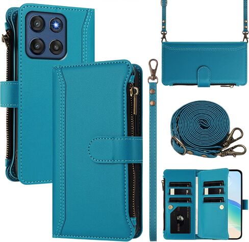 Wallet Case for Moto G Stylus 5G (2026/2025), with 9 Card Holder | 1 Cash Pocket | 2 Staps | Wireless Charging | Kickstand | Magnetic Closure, Purple in Kuwait