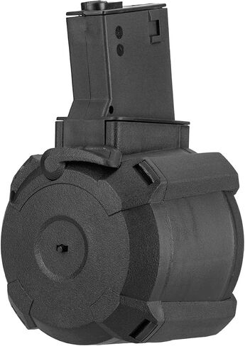 GoldenBall x Sentinel Gears 1200 Rounds Electric Polymer Drum Airsoft Magazine for M4 AEGs, Battery Included - Black in Kuwait