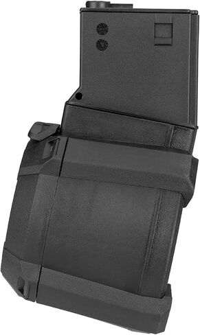 GoldenBall x Sentinel Gears 1200 Rounds Electric Polymer Drum Airsoft Magazine for M4 AEGs, Battery Included - Black in Kuwait