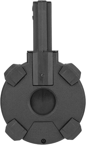 GoldenBall x Sentinel Gears 1200 Rounds Electric Polymer Drum Airsoft Magazine for M4 AEGs, Battery Included - Black in Kuwait