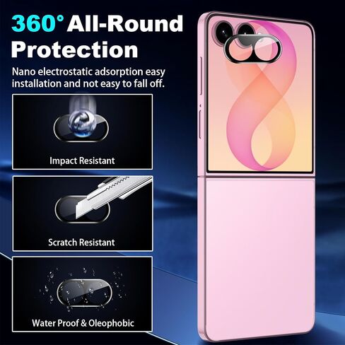 [6 in 1] for Samsung Galaxy Z Flip 8 Screen Protector, (2+2+2) Inner Screen Flexible Film + Tempered Glass Back Screen Protector + Camera Lens Protector,HD,Anti-Scratch,Bubble Free in Saudi Arabia