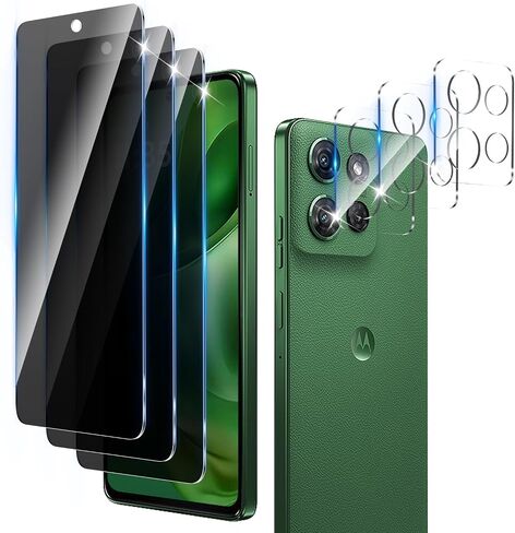 3+3 Pack Privacy Screen Protector Designed for Motorola Moto G 2026 With 3 Pack Camera Lens Protector,Full Coverage Anti-Spy Tempered Glass Film,9H Hardness,Bubble Free,Easy to Install in Kuwait