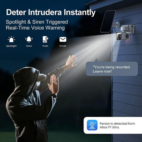 6MP Solar Security Camera Outdoor,AI Human Detection, 360° PTZ,Color Night Vision,4G Network,Built-in SIM Card,2-Way Audio,IP65 Waterproof,No WiFi Wireless for Outdoor Yard Security in Kuwait