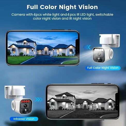 6MP Solar Security Camera Outdoor,AI Human Detection, 360° PTZ,Color Night Vision,4G Network,Built-in SIM Card,2-Way Audio,IP65 Waterproof,No WiFi Wireless for Outdoor Yard Security in Kuwait