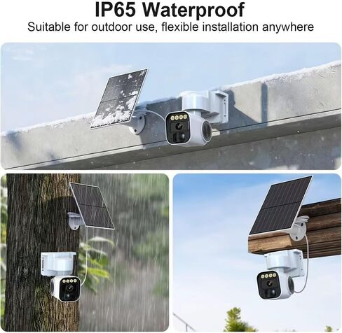 6MP Solar Security Camera Outdoor,AI Human Detection, 360° PTZ,Color Night Vision,4G Network,Built-in SIM Card,2-Way Audio,IP65 Waterproof,No WiFi Wireless for Outdoor Yard Security in Kuwait