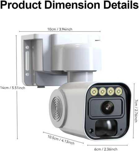 6MP Solar Security Camera Outdoor,AI Human Detection, 360° PTZ,Color Night Vision,4G Network,Built-in SIM Card,2-Way Audio,IP65 Waterproof,No WiFi Wireless for Outdoor Yard Security in Kuwait