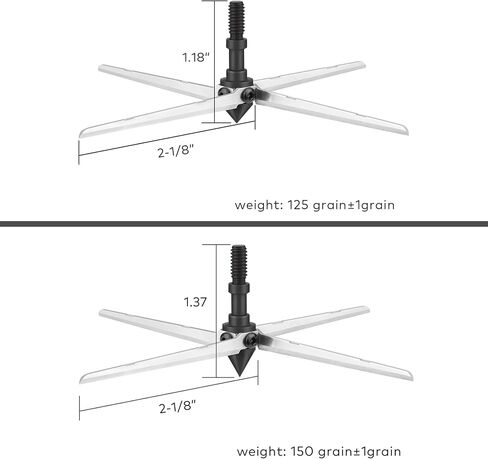DEEPOWER 6 Pack Turkey Hunting Broadheads 125/150 Grain 4 Fixed Blade 4" Cutting Dia Hunting Broadheads 420 Stainless Steel Hunting Arrowhead for Compound Bow and Recurve Bow in Kuwait