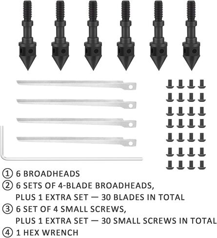 DEEPOWER 6 Pack Turkey Hunting Broadheads 125/150 Grain 4 Fixed Blade 4" Cutting Dia Hunting Broadheads 420 Stainless Steel Hunting Arrowhead for Compound Bow and Recurve Bow in Kuwait