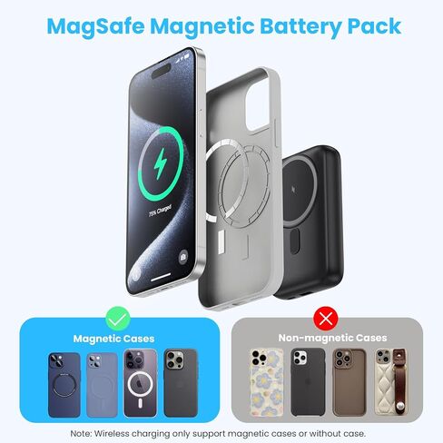 Magnetic Portable Charger 10800mAh,4-in-1 Wireless Power Bank with iWatch Charger & LCD Display, QC4.0+25W PD Fast Charging USB C Battery Pack for Magsafe,iPhone 17/16/15/14/13/12 Series,Apple Watch in Kuwait