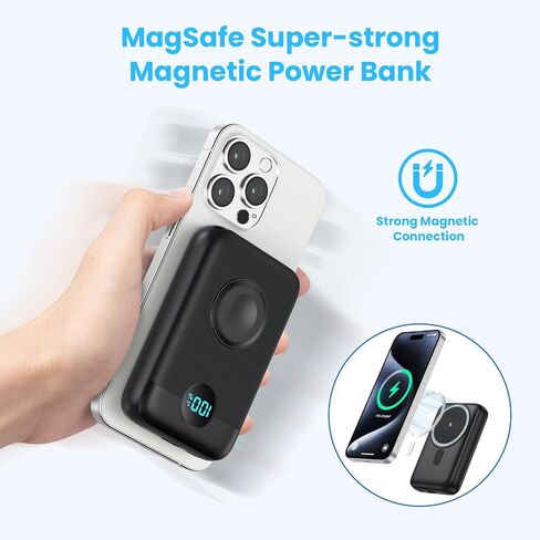 Magnetic Portable Charger 10800mAh,4-in-1 Wireless Power Bank with iWatch Charger & LCD Display, QC4.0+25W PD Fast Charging USB C Battery Pack for Magsafe,iPhone 17/16/15/14/13/12 Series,Apple Watch in Kuwait